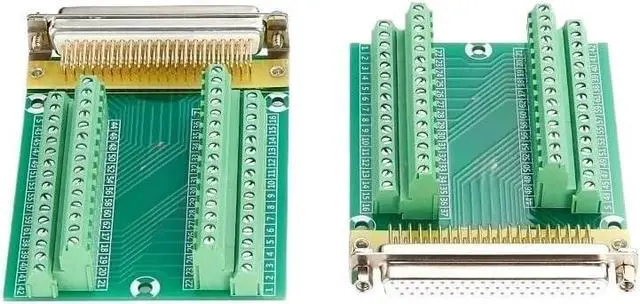 Alt view image 5 of 5 - Solderless DB62 Female Breakout Board D-SUB 62 pin Signal Terminal Breakout 3 Row Connector Rail Mount