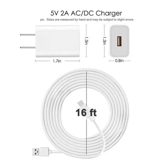 Alt view image 4 of 5 - 4 Pack 16ft Power Adapter for Blink Mini 2, Mini 2K+, Outdoor 4, Arc 2K+,Outdoor 2K+ Camera USB C Charger Charging Cord Cable (White)