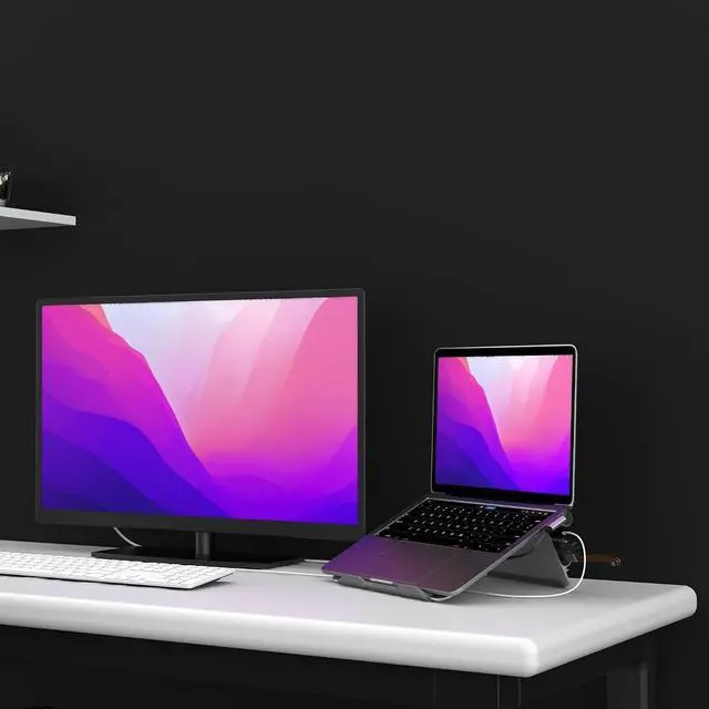 Alt view image 2 of 7 - Adam Elements CASA HUB Stand USB-C 5-in-1 Laptop Stand Hub - Grey