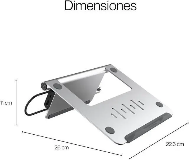 Alt view image 5 of 7 - Adam Elements CASA HUB Stand USB-C 5-in-1 Laptop Stand Hub - Grey