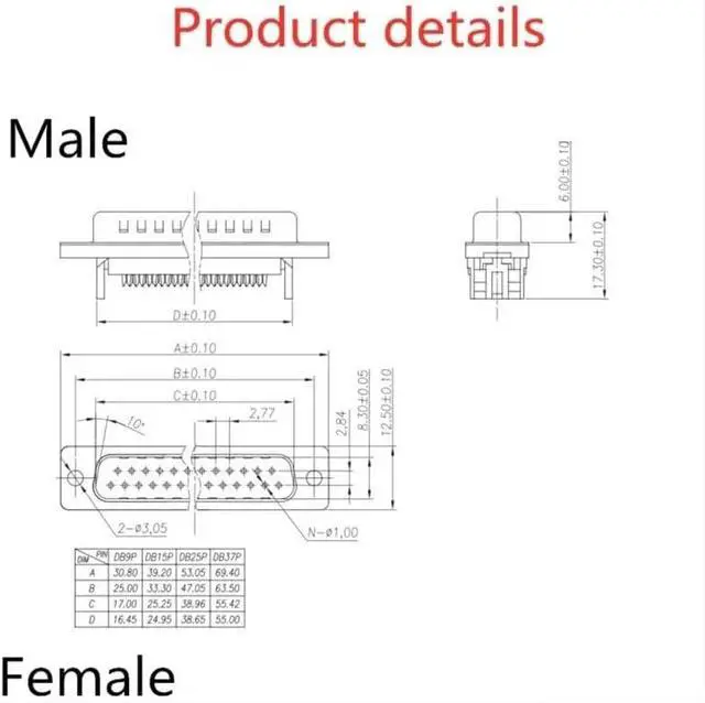 Alt view image 5 of 6 - 1pcs D-SUB DB9 DB15 DB25 DB37 DIDC 9 15 25 37Pin Male Female Cable D-SUD Serial Port Adapter RS232 Extension Cable(DB37,Male to Female_80CM)