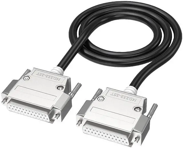 Main image of RS232 DB25 Male Female Connection Cable 26AWG Wire Various Length Option, Black Instrumentation Data Cable