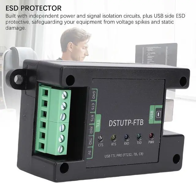 Alt view image 2 of 7 - Qinlorgo USB to TTL Adapter, FT232 Chip Serial Converter with 5.0mm Screw Terminals, Independent Power & Signal Isolation Circuits, Protective Lights & 5 Circuit Indicators for Device