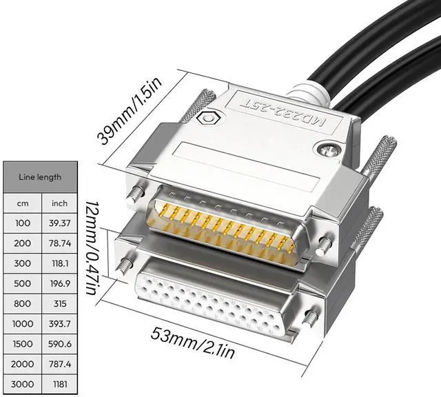 Alt view image 7 of 7 - RS232 DB25 Male Female Connection Cable 26AWG Wire Various Length Option, Black Instrumentation Data Cable