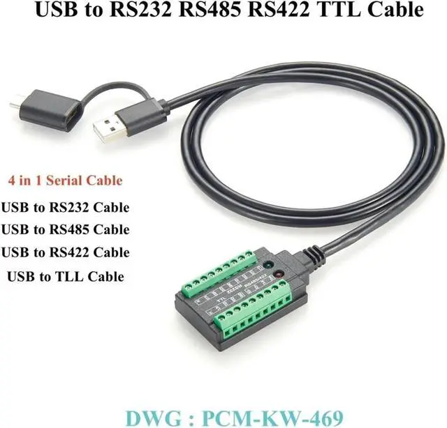 Alt view image 2 of 5 - USB to RS232 RS485 RS422 TTL Interface Cable 4 in 1 Serial Cable USB to TTL USB to RS485 USB to RS232 USB to RS422