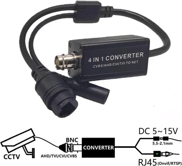 Alt view image 2 of 7 - Universals Networking Converter with BNC RJ45 Interfaces for Security Systems Enabling 4 in 1 Analog to Conversion H.265 Networking Adapter