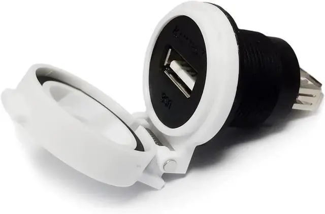 Alt view image 2 of 2 - LU22 Waterproof Data Adapter Female Socket Panel Mount Double Head Coupler USB2.0 USB3.0 Type A USB Connector + Flap(USB2.0 Solder 2.0mm,Plastic Nut,White Cap)