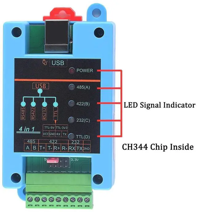 Alt view image 3 of 6 - USB to RS232 232 RS485 485 RS422 422 TTL(3V3/5V) Serial Adapter Converter 4 in 1