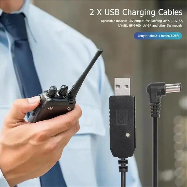 Alt view image 5 of 6 - 1pc USB Charging Cables 5V to 9V for UV-5R UV-82 UV-8D BF-9700 UV-6R Radio Desktop Battery Charger Accessories