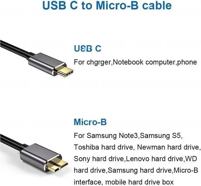 Alt view image 5 of 5 - Type C to B Cable USB-C to B Hard Disk exten Cable for Hard Drive Disk HDD SSD Case(2m,Silver)
