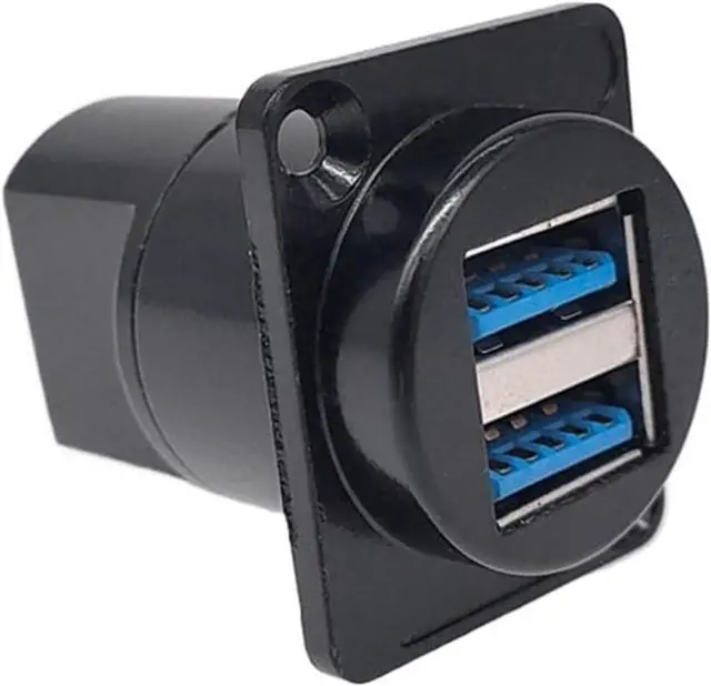 Main image of 1PC D Type Metal Double-Row USB Socket Female to Female USB 2.0 3.0 Connector Panel Mounting Black(USB-3.0)