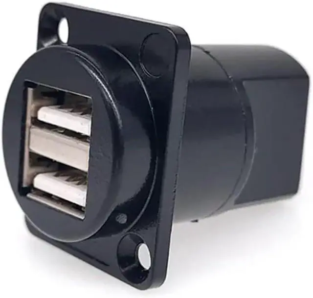 Alt view image 6 of 7 - 1PC D Type Metal Double-Row USB Socket Female to Female USB 2.0 3.0 Connector Panel Mounting Black(USB-3.0)