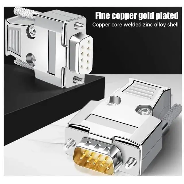 Alt view image 3 of 6 - DB9 RS232 Male Female Connector Industrial-Grade D-SUB RS485 Serial Port Plug DB Welding Wire Connectors Metal Shell(Punching Needle-F)