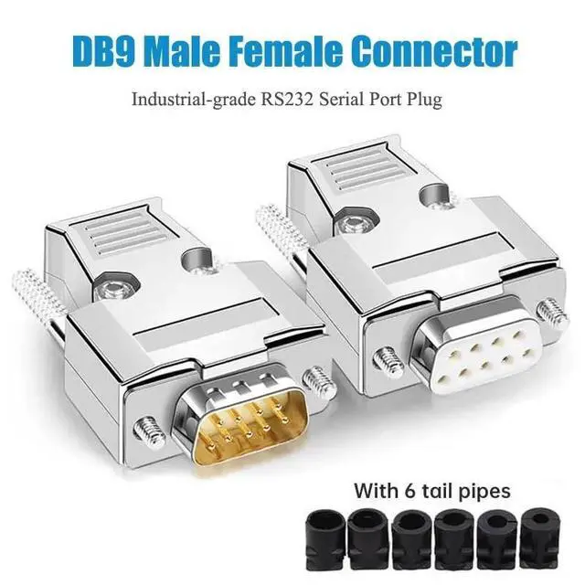 Alt view image 2 of 6 - DB9 RS232 Male Female Connector Industrial-Grade D-SUB RS485 Serial Port Plug DB Welding Wire Connectors Metal Shell(Punching Needle-F)