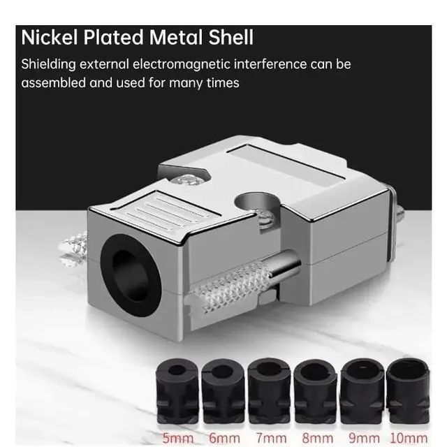 Alt view image 4 of 6 - DB9 RS232 Male Female Connector Industrial-Grade D-SUB RS485 Serial Port Plug DB Welding Wire Connectors Metal Shell(Punching Needle-F)