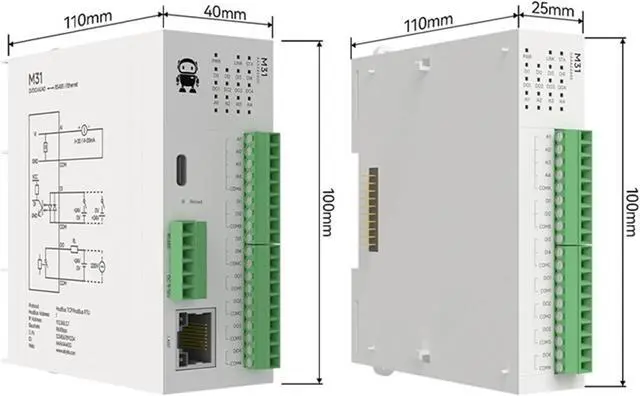 Alt view image 2 of 2 - 8DI+8DO Remote IO Module RS485 Ethernet RJ45 M31-AXAX8080G Analog Switch Acquisition Modbus RTU Firmware Upgrade