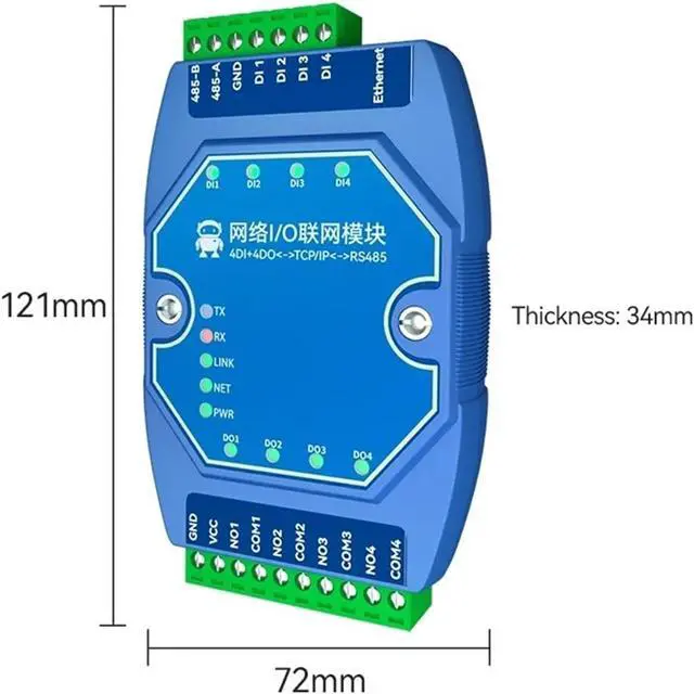 Alt view image 2 of 2 - Ethernet I/O Networking Module Switch Value Acquisition Control ModBus 4DI+4DO ME31-AXAX4040 RS485 Serial Port RJ45