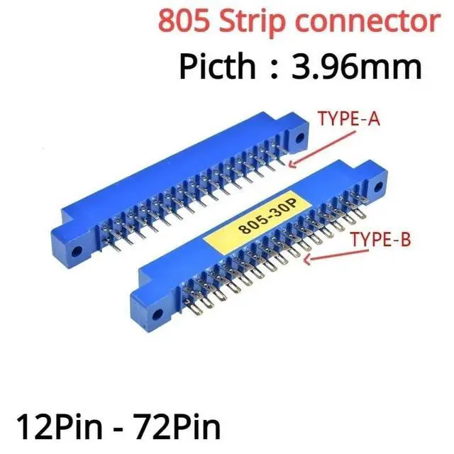 Alt view image 2 of 5 - 2PCS 805 Strip Connector 3.96mm Pitch 12/16/20/24/30/36/44/56P/72 pin PCB Mount Card Edge Connector Socket(Type-B,3pcs 2x28 56p)