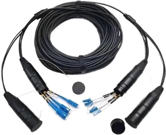 Main image of Outdoor Patch Cord 4/6/8 Cores 150m Armored LC SC FC A SM LSZH TPU DVI Waterproof Connector CPRI Jumper Optical Fiber Extender(8 cores LSZH LC-LC)