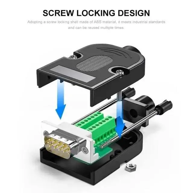 Alt view image 4 of 7 - 1pc DB9 DB15 DB25 DB26 DB37 Breakout Connector Solderless D-SUB RS232 Connector 3+9 VGA Male Female Plug(DB9 Male-Solid Core)
