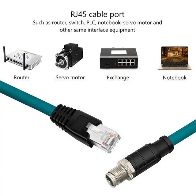 Alt view image 2 of 7 - QMQJIA 12 X Coded to RJ45 Cord 12 X Coded 8Pin to RJ45 Cable for Industrial Applications Data Transmission Cable Accessory