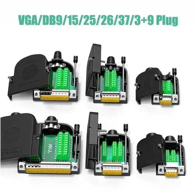 Alt view image 2 of 7 - 1pc DB9 DB15 DB25 DB26 DB37 Breakout Connector Solderless D-SUB RS232 Connector 3+9 VGA Male Female Plug(DB9 Male-Solid Core)
