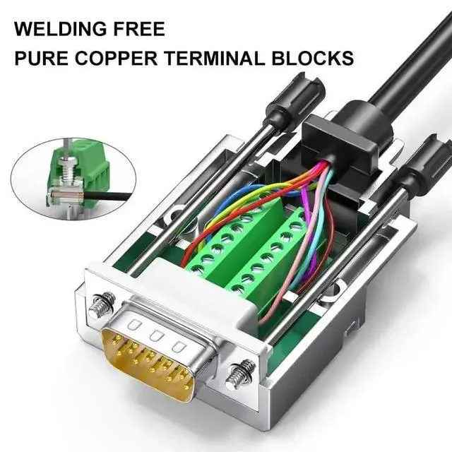 Alt view image 3 of 7 - 1pc DB9 DB15 DB25 DB26 DB37 Breakout Connector Solderless D-SUB RS232 Connector 3+9 VGA Male Female Plug(DB9 Male-Solid Core)