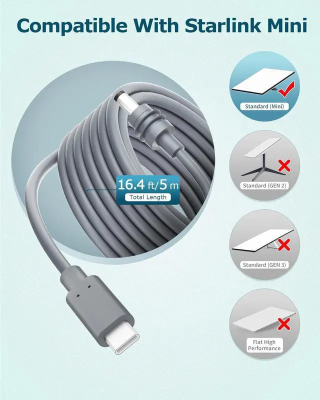 Alt view image 7 of 7 - Starlink Mini Power Cable Cigarette Lighte+Starlink Mini Power Cable USB C to DC Power Cord