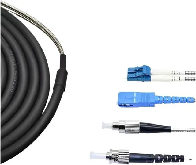 Alt view image 4 of 6 - 120m 2/4 Cores Outdoor Patch Cord 7.0mm 2C 4C CPRI LC SC FC SM DVI Waterproof FTTH Jumper Optical Fiber Armored Cable 2 Core(ST-ST,4 cores SM with)