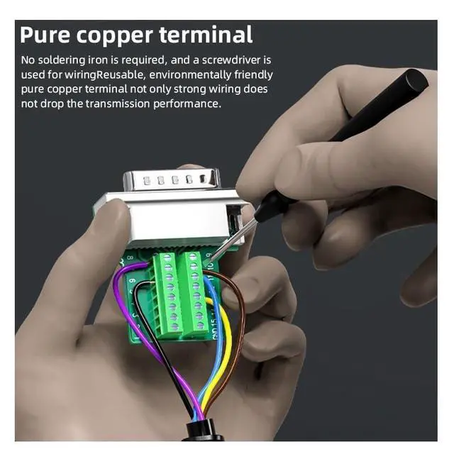 Alt view image 3 of 7 - Thin DB15 Solder-Free Connector 15 Pin Male Female Connector D-SUB 15Pin Breakout Terminal Serial Port Adapter(FS-Solid Pin)