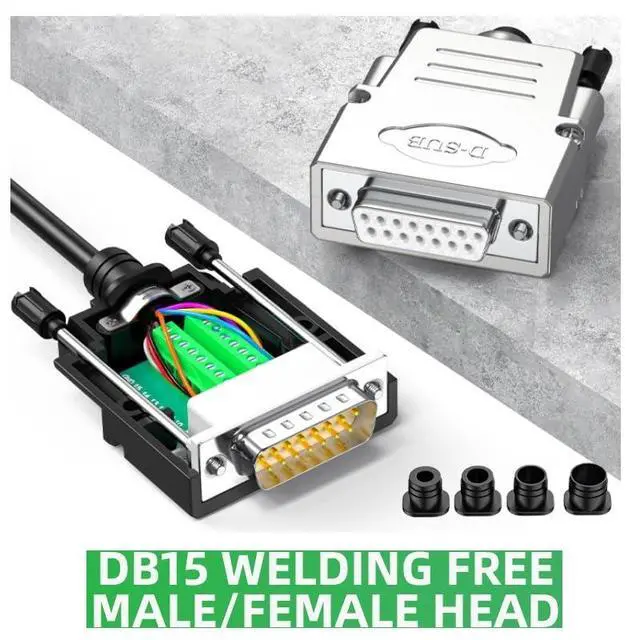 Alt view image 2 of 7 - Thin DB15 Solder-Free Connector 15 Pin Male Female Connector D-SUB 15Pin Breakout Terminal Serial Port Adapter(FS-Solid Pin)