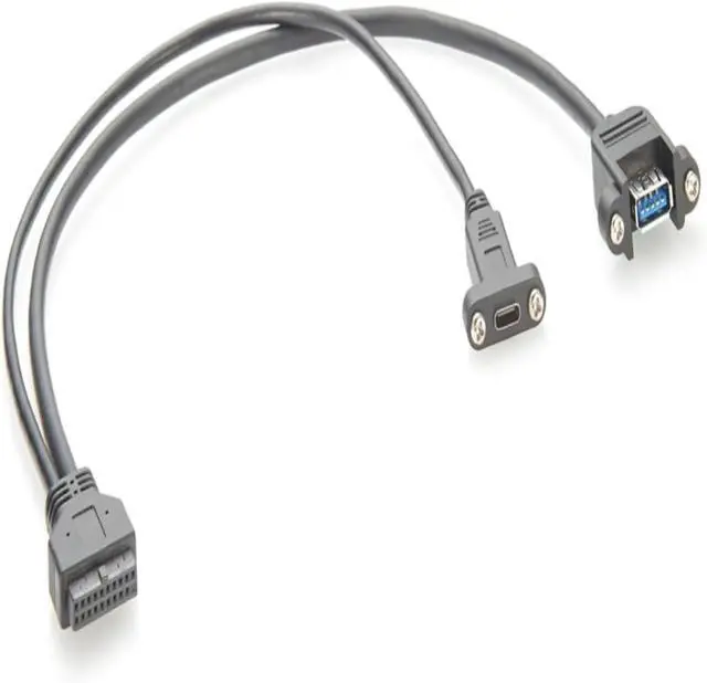 Alt view image 2 of 2 - Dual USB 3.0 3.1 for Type-C Female to Motherboard IDC 20Pin Header Screw Panel Mount Front Panel Y Splitter for Computer Internal Tablet Printer Scanner(2PCS)