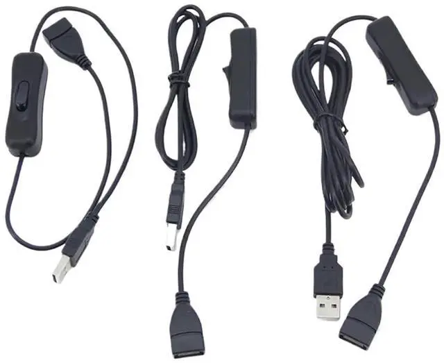 Main image of 1pcs Cable 50cm USB 2.0 A Male to A Female Extension Charging Extender Black Cable with Switch Button ON Off Cable(0.5m for Charging)