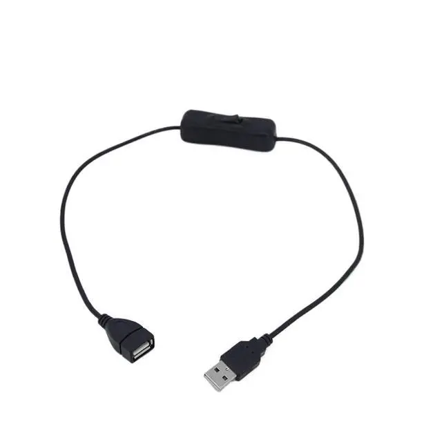 Alt view image 2 of 5 - 1pcs Cable 50cm USB 2.0 A Male to A Female Extension Charging Extender Black Cable with Switch Button ON Off Cable(0.5m for Charging)