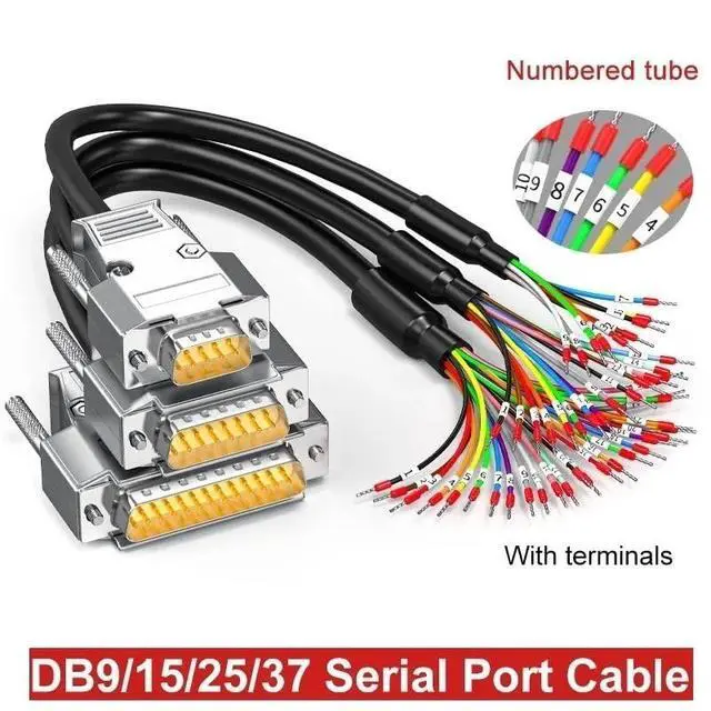 Alt view image 2 of 5 - DB9 DB15 DB25 DB37 Serial Port Connector Line with Number Tube 9/15/25/37 Pin Terminal Wire Parallel Port Connecting Cord(DB25-MM,1 Meter)