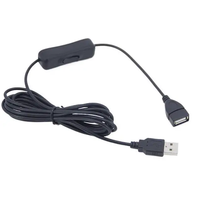 Alt view image 5 of 5 - 1pcs Cable 50cm USB 2.0 A Male to A Female Extension Charging Extender Black Cable with Switch Button ON Off Cable(0.5m for Charging)