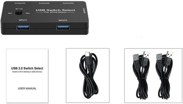 Alt view image 3 of 3 - USB Switch USB 2.0 Two in Four Out Switch