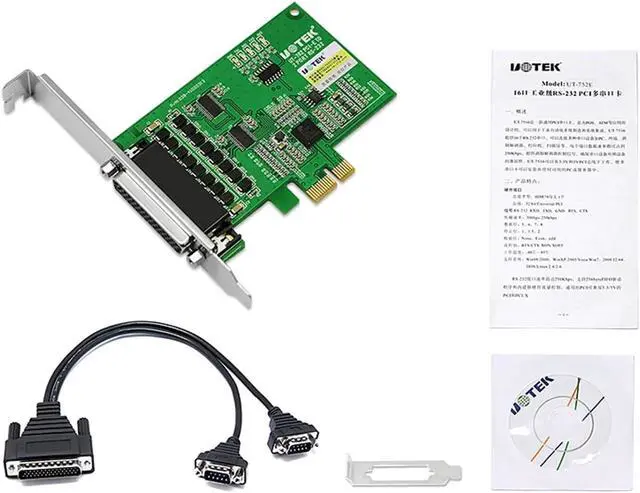 Alt view image 4 of 6 - 1PCs Industrial Grade PCI-E to RS-232 Serial Card PCIE to RS232 2 Ports High Speed DR44 Converter DB9 Connector UT-782 Adapter