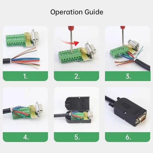 Alt view image 7 of 7 - 1pc Solder-Free VGA DB15 Connector Male HDB 15Pin Plug Welding-Free 15-Pin 3+9 Computer M>oni>tor Projector Connector Adapter(P-VGA-MS)