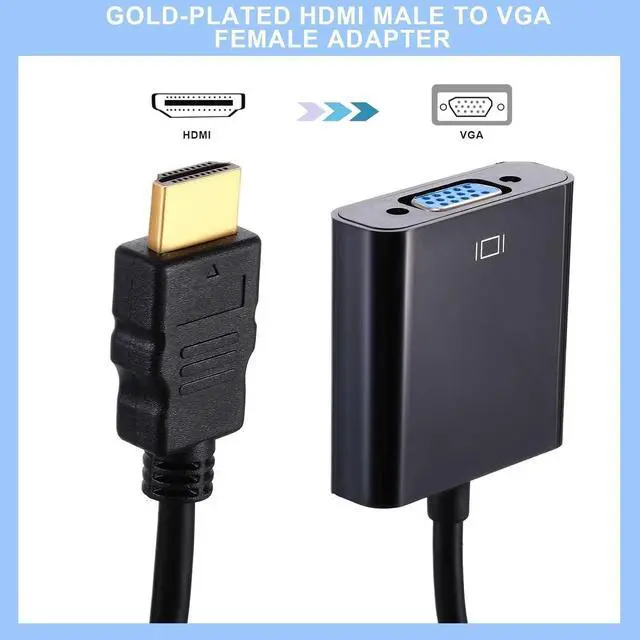 Alt view image 2 of 6 - Crystal Clear 20-Pack Gold-Plated HDMI to VGA Cable 1080P Full HD for Raspberry Pi - Black