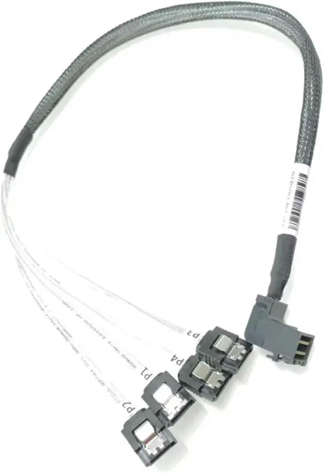 Alt view image 3 of 5 - ZHANGLH 90 Degree Down Right Angled 12Gb/s HD mi ni SFF-8643 to 4 x SATA Hard Drive Data Server Transmission Line Cable 50CM