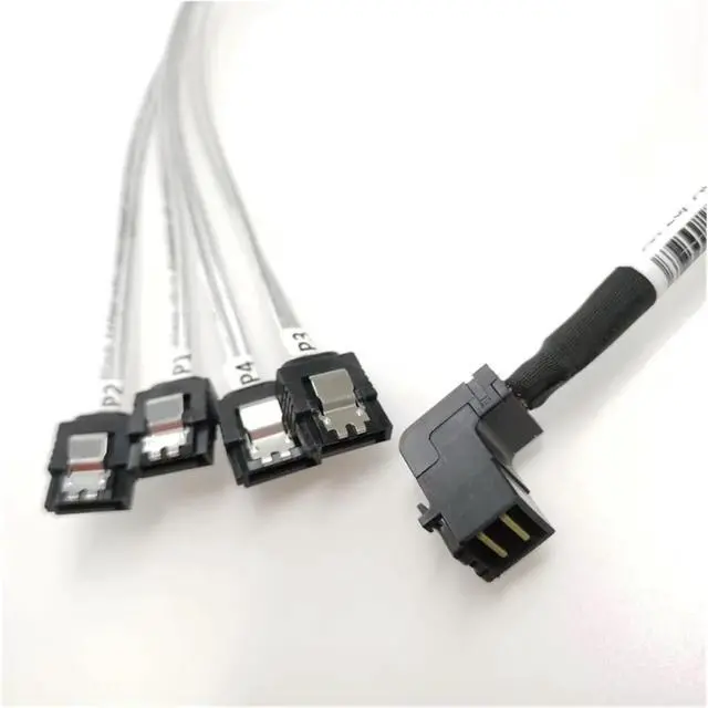 Main image of ZHANGLH 90 Degree Down Right Angled 12Gb/s HD mi ni SFF-8643 to 4 x SATA Hard Drive Data Server Transmission Line Cable 50CM