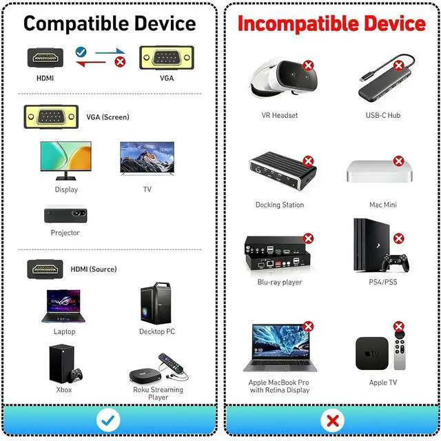Alt view image 4 of 6 - High-Definition 5-Pack 6FT HDMI to VGA Cable 1080P Full HD for Raspberry Pi - Black