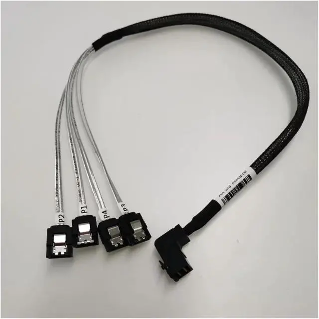 Alt view image 4 of 5 - ZHANGLH 90 Degree Down Right Angled 12Gb/s HD mi ni SFF-8643 to 4 x SATA Hard Drive Data Server Transmission Line Cable 50CM