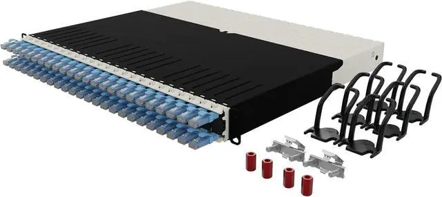 Main image of Patchbox ONE 8 RU Cat.6a - 24-Port Patch Panel with Retractable Cable Management System for 19 Racks, Includes Flat 10GB Network Cables for Easy Network and Server Rack Setup (UTP, Bl, 0.e8m / 8RU)