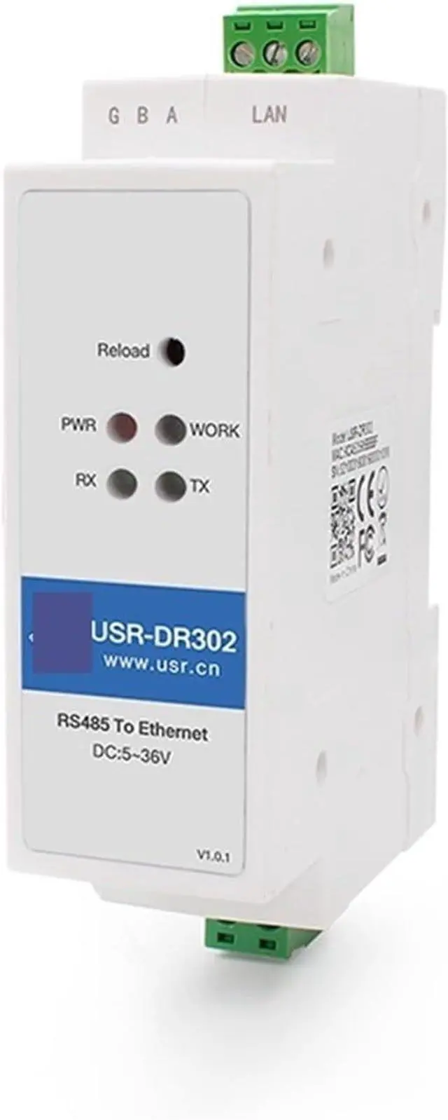 Main image of DR302 Din Rail Serial RS485 to Ethernet TCP/IP RJ45 Server Module Ethernet Converter Modbus RTU to Modbus Unit