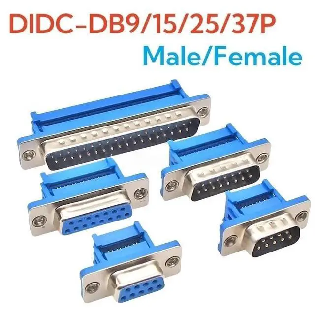 Alt view image 2 of 7 - 5Pcs DB9 DB15 DB25 DB37 DIDC9/DIDC15/DIDC25/DIDC37 Male Female Plug Serial Port Connector IDC Crimp Type D-SUB Rs232 Adapter(DB37 Female)