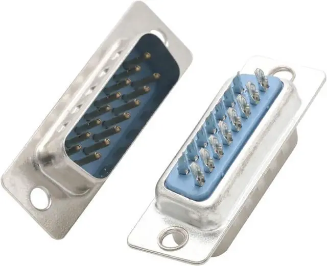 Alt view image 4 of 5 - 5PCS DB9 DB15 DB25 DB37 Hole/Pin Female/Male Blue Welded Connector RS232 Serial Port Socket DB D-SUB Adapter 9/15/25/37 pin(DB15P Male)