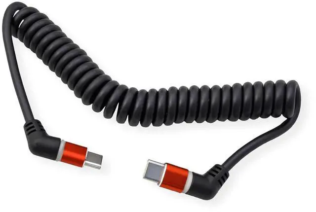 Alt view image 3 of 5 - ROLINE USB 2.0 Cable, Type C - C, ST/ST, 360° Rotation, 60 W, Spiral Cable, Black/Red, 1.5 m