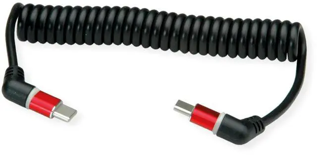 Alt view image 4 of 5 - ROLINE USB 2.0 Cable, Type C - C, ST/ST, 360° Rotation, 60 W, Spiral Cable, Black/Red, 1.5 m